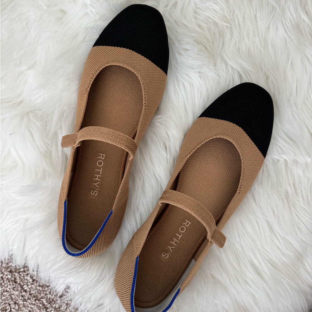 Rothy’s Square Mary Jane in Almond Captoe